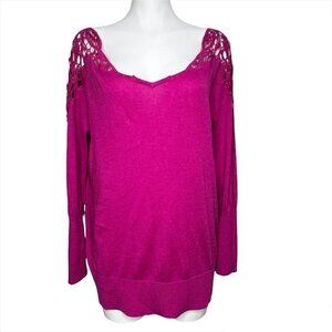 Addition Elle Pink Crocheted Lightweight Sweater Size 2x NWT Brand New